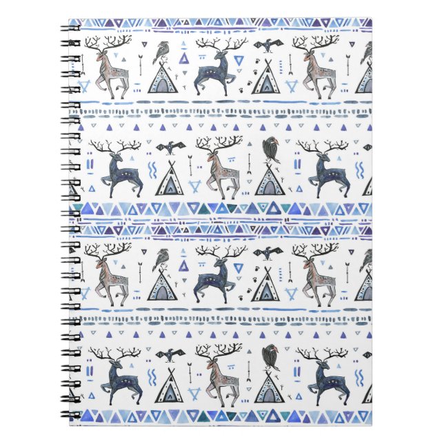 Tribal ethnic, animals dream catcher, seamless. notebook (Front)