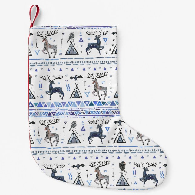 Tribal ethnic, animals dream catcher, seamless. small christmas stocking (Front)