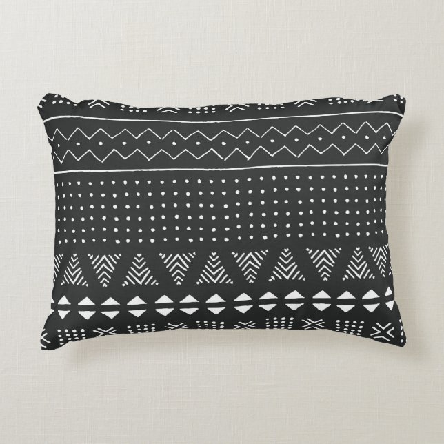 Tribal ethnic: black white pattern. accent pillow (Front)