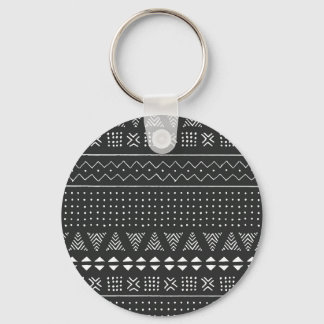 Tribal ethnic: black white pattern. keychain