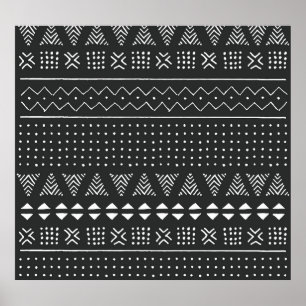 Tribal ethnic: black white pattern. poster