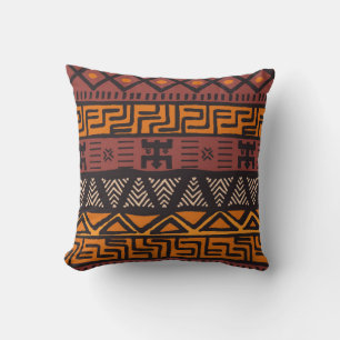 Tribal ethnic colorful bohemian pattern with geome throw pillow