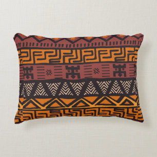 Tribal ethnic colourful bohemian pattern with geom accent pillow