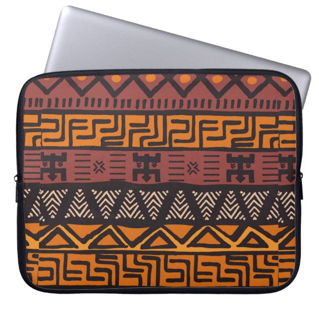 Tribal ethnic colourful bohemian pattern with geom laptop sleeve (Front)