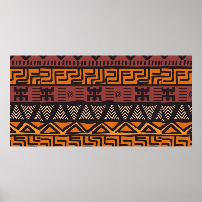 Tribal ethnic colourful bohemian pattern with geom poster (Front)