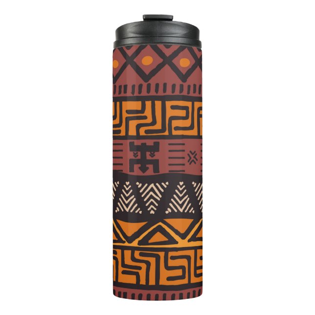 Tribal ethnic colourful bohemian pattern with geom thermal tumbler (Front)