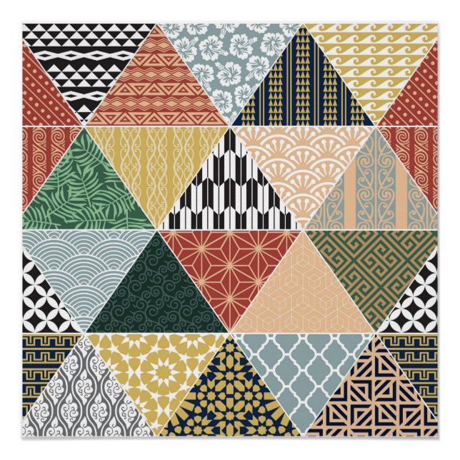 Tribal Ethnic Colourful Patchwork Pattern Poster (Front)