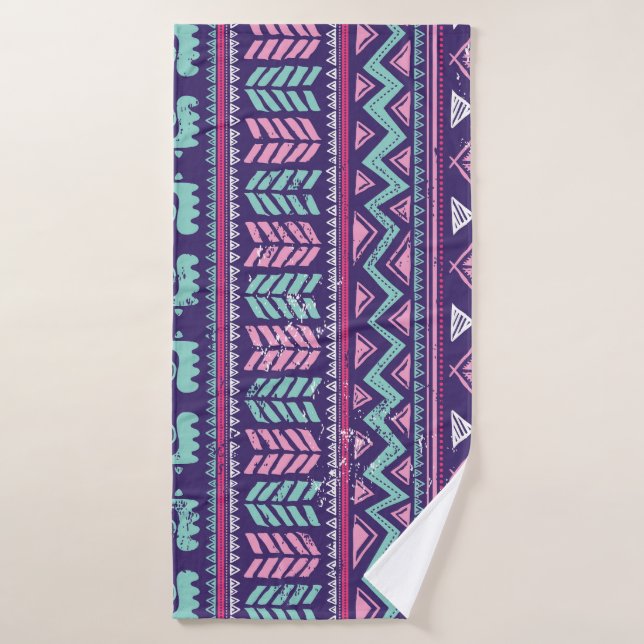 Tribal Ethnic: Colourful Seamless Pattern. Bath Towel (Bath Towel)
