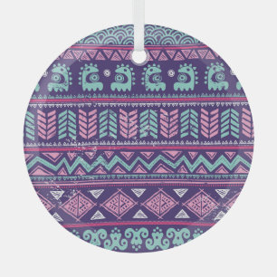 Tribal Ethnic: Colourful Seamless Pattern. Glass Ornament