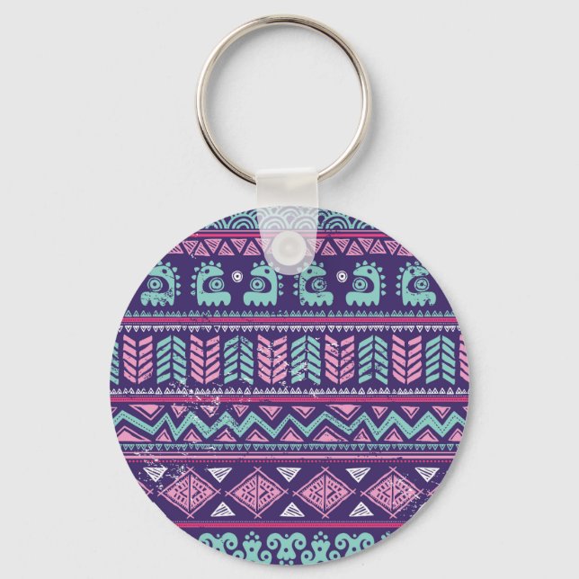 Tribal Ethnic: Colourful Seamless Pattern. Keychain (Front)