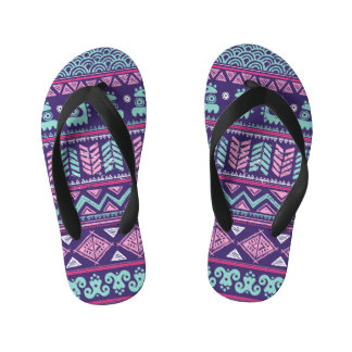 Tribal Ethnic: Colourful Seamless Pattern. Kid's Flip Flops