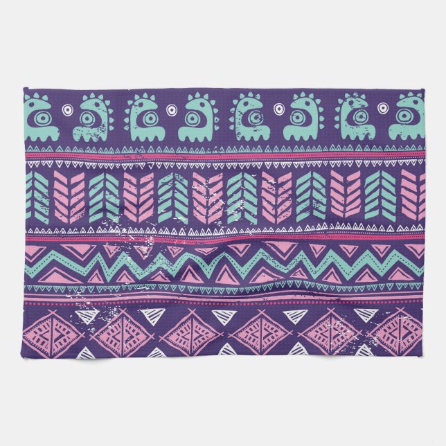 Tribal Ethnic: Colourful Seamless Pattern. Kitchen Towel (Horizontal)