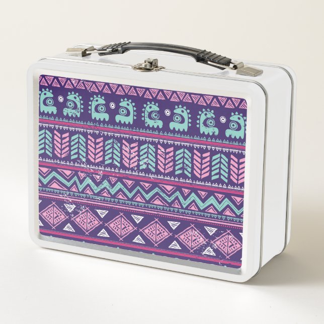 Tribal Ethnic: Colourful Seamless Pattern. Metal Lunch Box (Front)