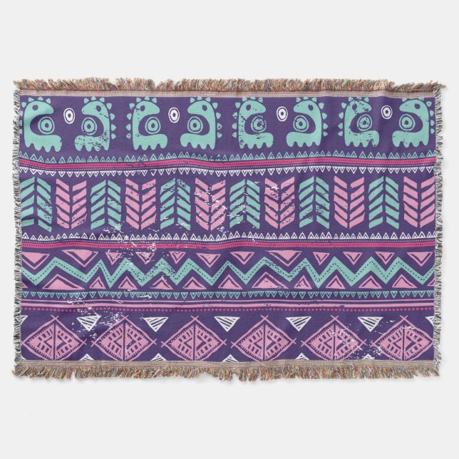 Tribal Ethnic: Colourful Seamless Pattern. Throw Blanket (Front)