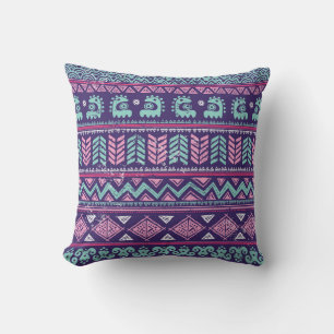 Tribal Ethnic: Colourful Seamless Pattern. Throw Pillow