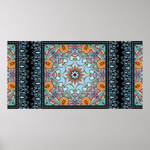 Tribal ethnic mandala seamless pattern poster