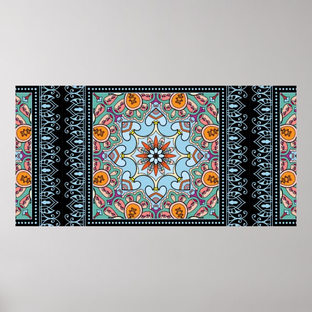 Tribal ethnic mandala seamless pattern poster (Front)