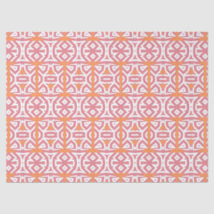 Tribal Ethnic Orange Pink Geometric Pattern Tissue Paper