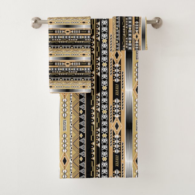 Tribal , ethnic, ornament bath towel set (Insitu)