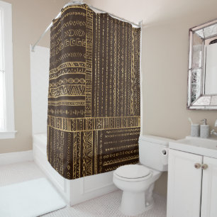 Tribal Ethnic pattern gold on brown