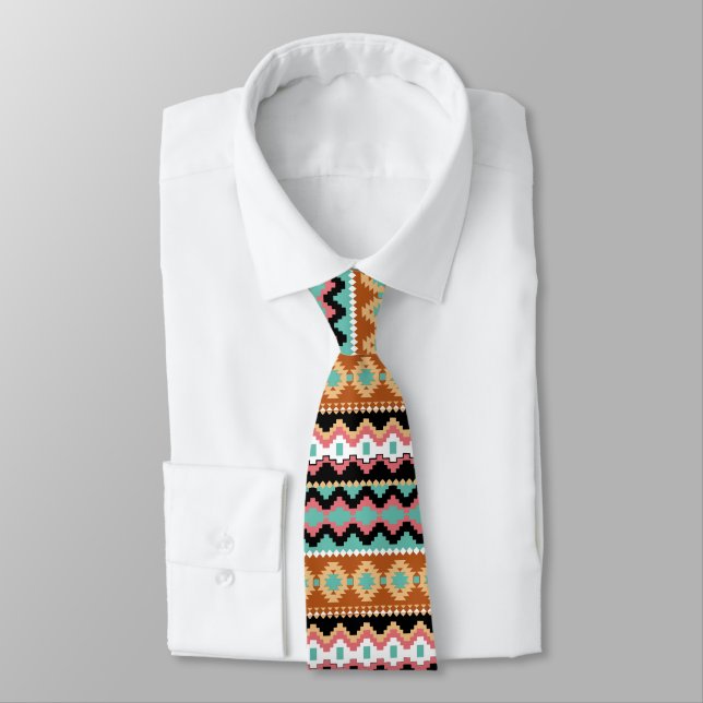 Tribal Ethnic Pattern Neck Tie (Tied)