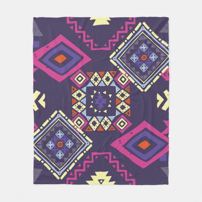 Tribal ethnic, primitive geometric background. fleece blanket (Front)