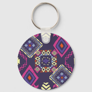 Tribal ethnic, primitive geometric background. keychain