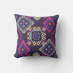 Tribal ethnic, primitive geometric background. throw pillow