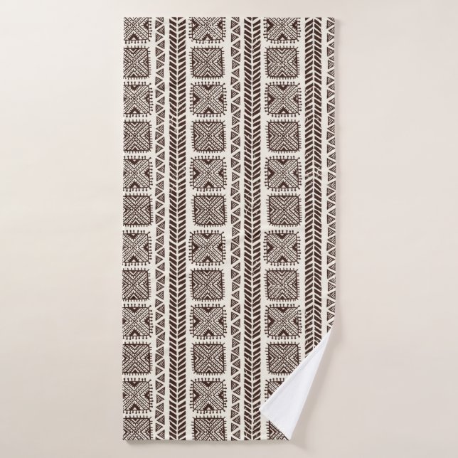 Tribal ethnic seamless hand drawn illustration bath towel (Bath Towel)