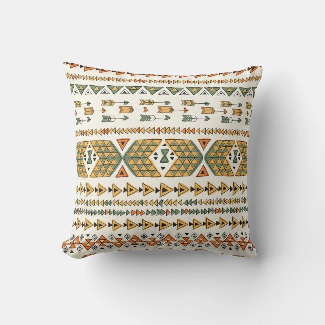 Tribal ethnic seamless pattern 3 throw pillow (Front)