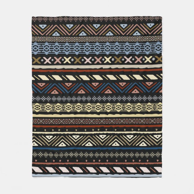 Tribal ethnic seamless pattern fleece blanket (Front)