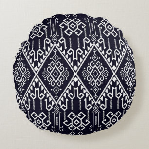 Tribal ethnic seamless pattern round pillow