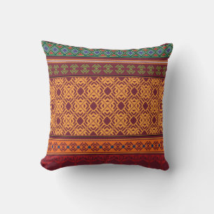 Tribal ethnic seamless pattern throw pillow