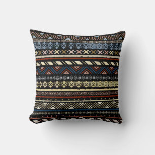 Tribal ethnic seamless pattern throw pillow
