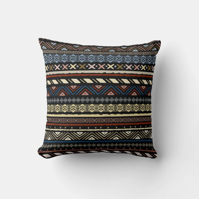 Tribal ethnic seamless pattern throw pillow (Front)