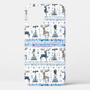 Tribal ethnic seamless pattern with animals and dr iPhone 12 case