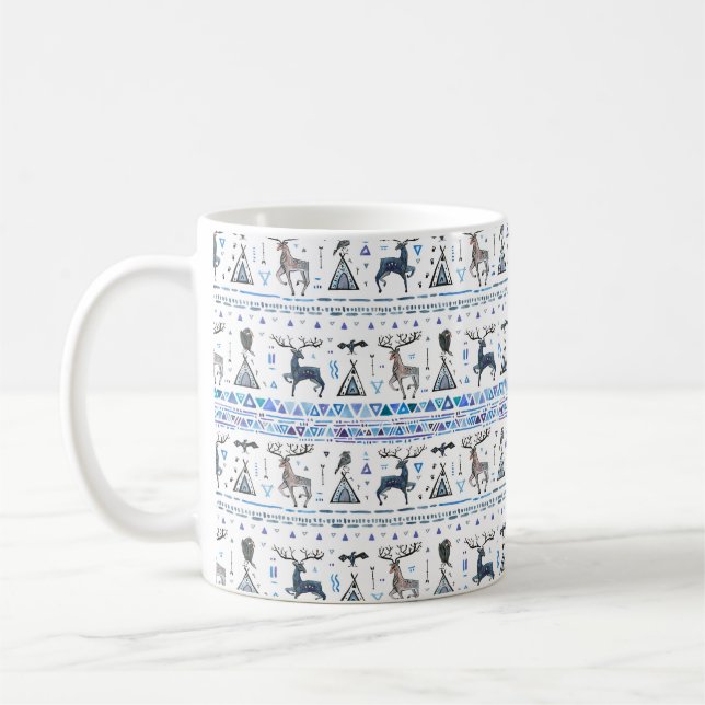 Tribal ethnic seamless pattern with animals and dr coffee mug (Left)