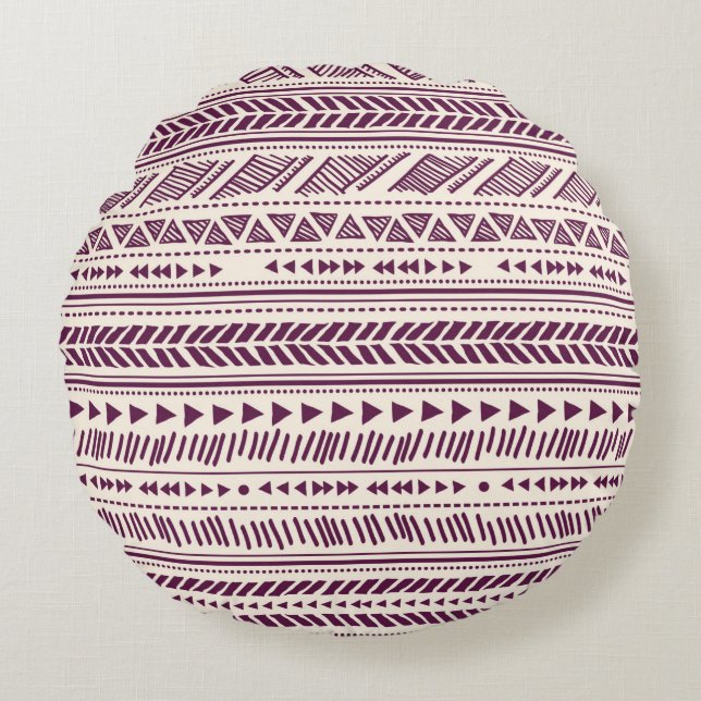 Tribal ethnic seamless  round pillow (Front)