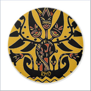 Tribal Ethnic Tattoo Pattern Ceramic Knob