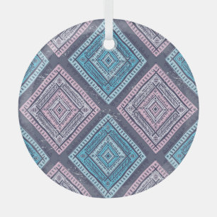 Tribal ethnic, timeless seamless style glass ornament