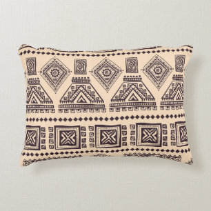 Tribal, ethnic, vintage business pattern accent pillow