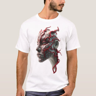 Tribal Face Blood Veins Abstract Art T-Shirt