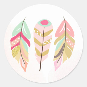 tribal feathers Favour Tags Envelope seal Pink Boh