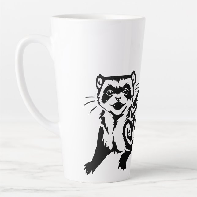 Tribal Ferret Tattoo Design Latte Mug (Left)