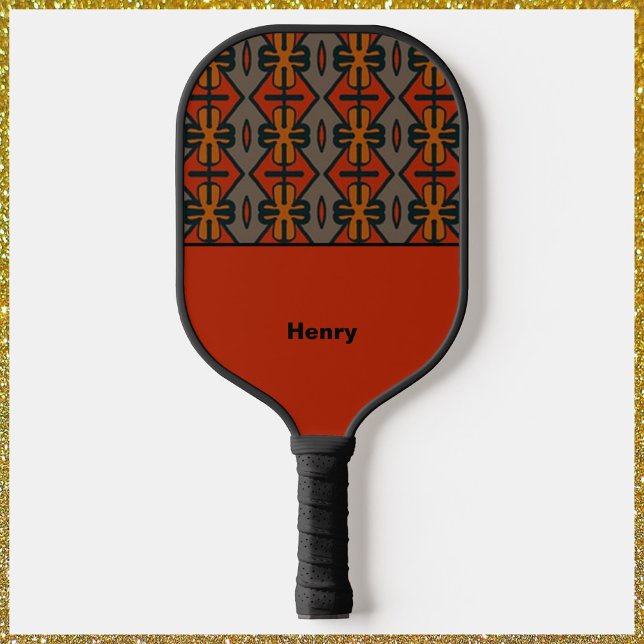 Tribal Flair Orange Pattern Pickleball Paddle (Creator Uploaded)