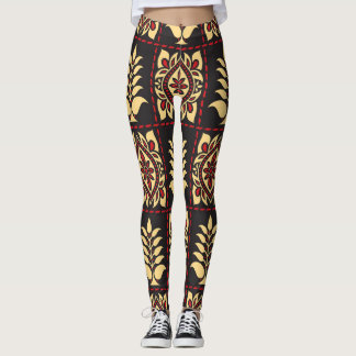 Tribal Floral: Vintage Pattern Elegance Leggings