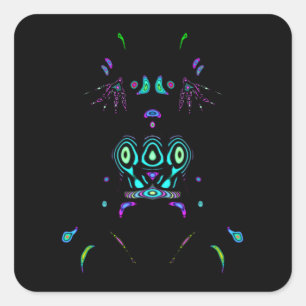 Tribal fluo v2 square sticker