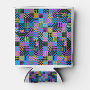 Tribal Folk Art - Blue Can Cooler