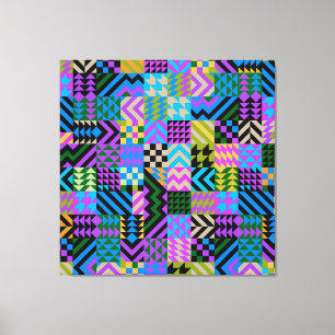Tribal Folk Art - Blue Canvas Print