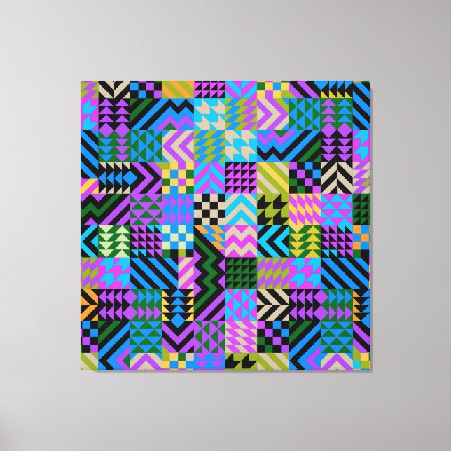 Tribal Folk Art - Blue Canvas Print (Front)